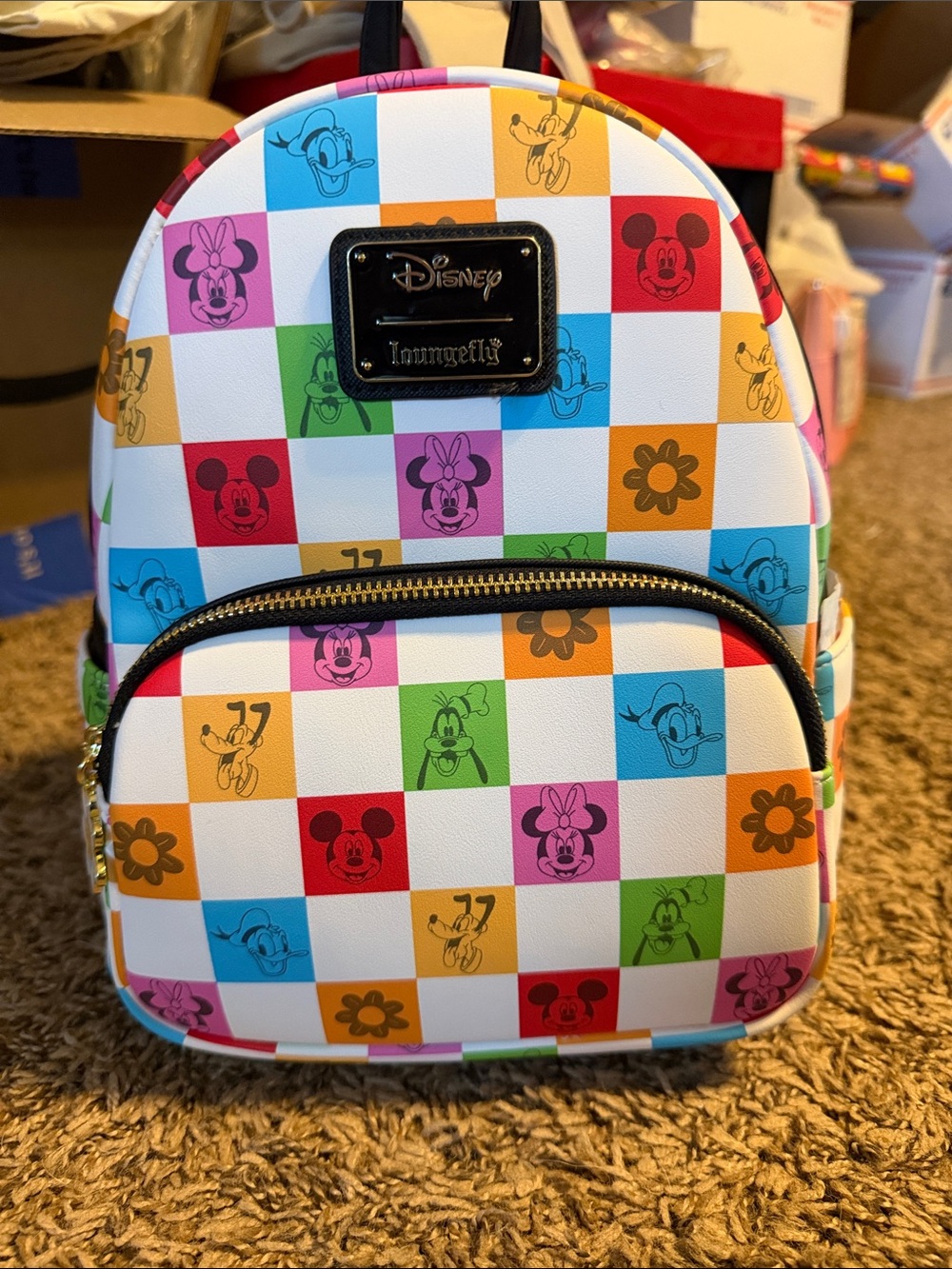 Loungefly Kids' Multicolor Disney Checkerboard Mini Backpack